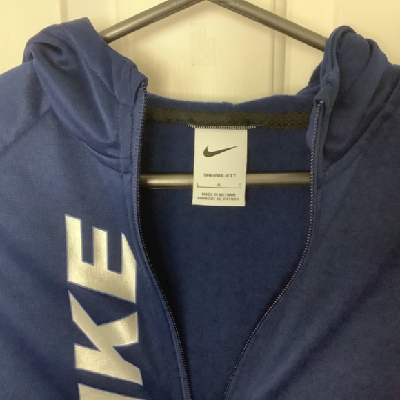 EUC- Nike Boys/Kids Blue Therma Fit Zip Hoodie Size L - Picture 2 of 4